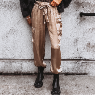 GOLD CHAMPAGNE Satin Cargo joggers *NEW*