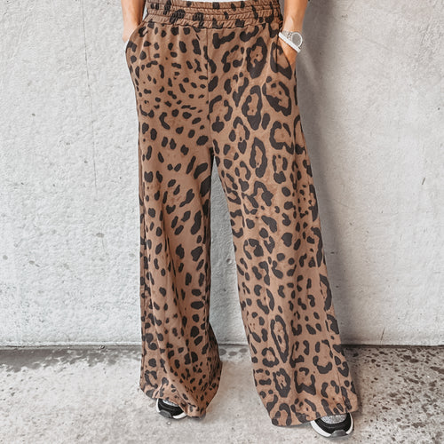 Leopard wide leg joggers