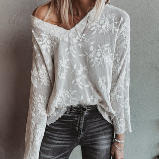 WHITE lace flower blouse *NEW*