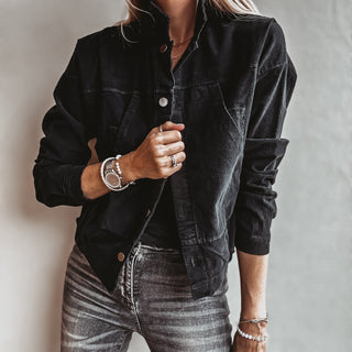 Corduroy military BLACK jacket *NEW*