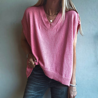 Patia PINK knitted V tank *NEW*