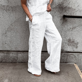White SULTAN LINEN ULTIMATE joggers *NEW*