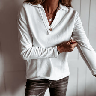 WHITE Whisper v neck collar sweatshirt *NEW*