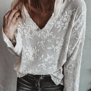 WHITE lace flower blouse *NEW*