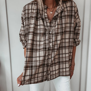 Brown Boyfriend check shirt *NEW*