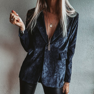 Navy Lyon velvet blazer