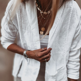 WHITE relaxed linen blazer with pockets  *NEW*