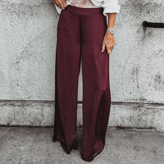 Verona BURGUNDY satin palazzos pants *NEW*