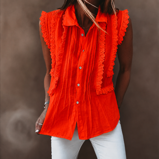 Burnt orange Riad ruffle blouse  *NEW*