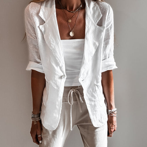 WHITE linen blouse blazer *NEW*