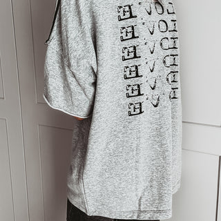 Grey short sleeved sweatshirt with stripes *NEW*