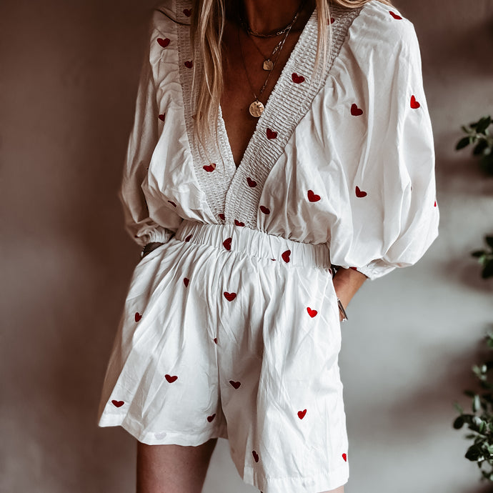 Heart Vintage white playsuit *NEW*
