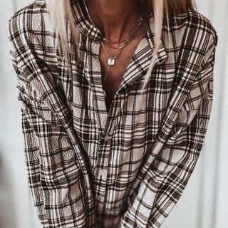 Brown Boyfriend check shirt *NEW*