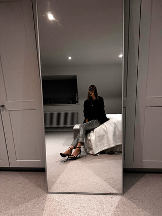 SILVER Sequin joggers