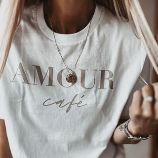 AMOUR Cafe white / sand tee *boyfriend fit* *NEW*