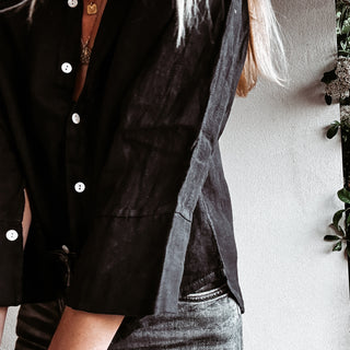 Lagos linen black blouse