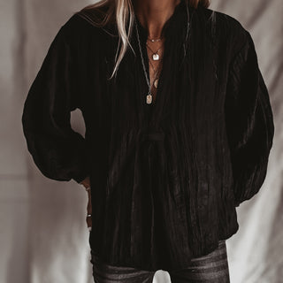 Pingus BLACK relaxed satin crepe blouse