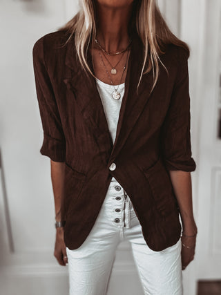 BROWN linen blouse blazer *NEW*