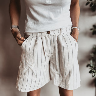 Pinstripe linen shorts CREAM *NEW*