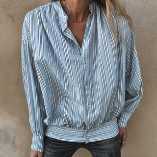 Grandad pale blue stripe Blouse *NEW*