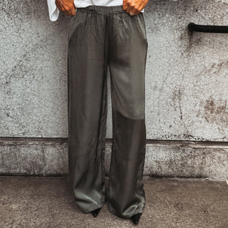 Verona FOREST KHAKI satin palazzos pants *NEW*
