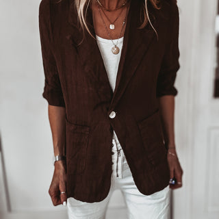 BROWN linen blouse blazer *NEW*
