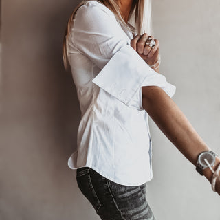 WHITE over sized cuffs blouse *NEW*