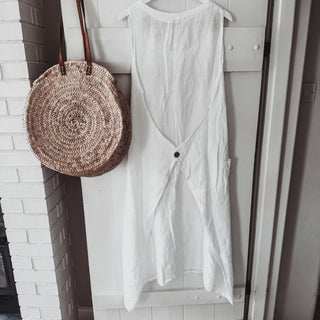 White Blossom linen button dress
