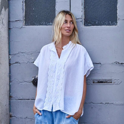 Pompeii Broderie frill floaty Blouse *NEW*