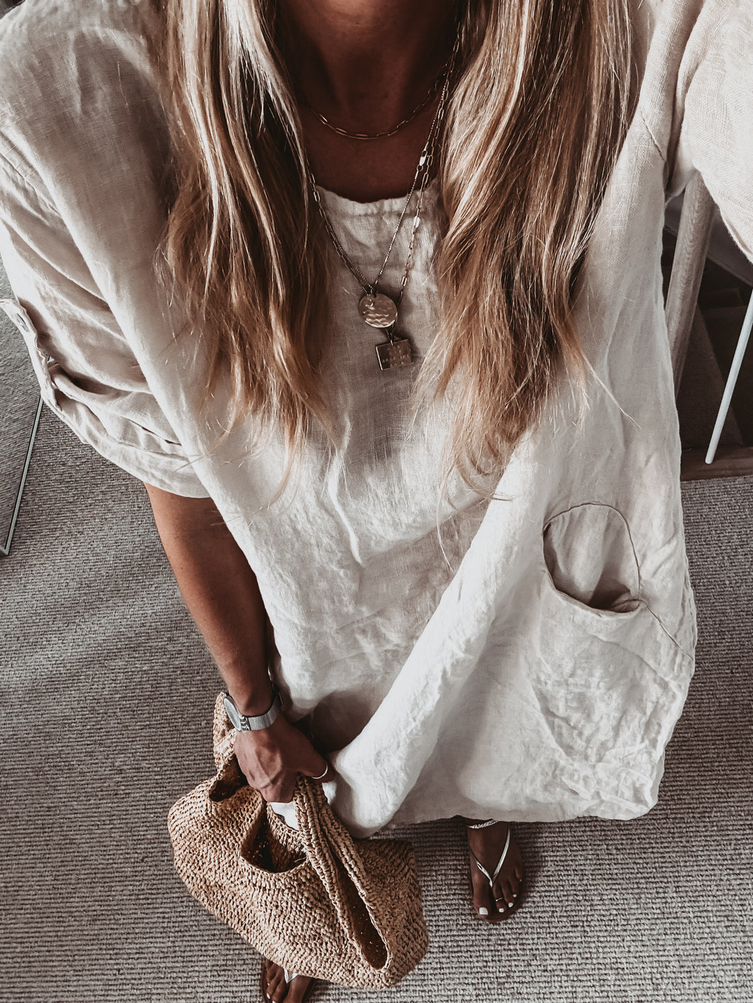 Lillie linen relaxed beige dress *NEW*