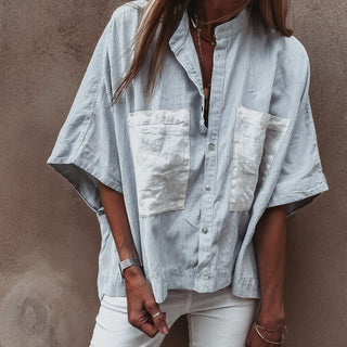 Tana linen blue & white blouse *NEW*