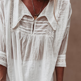 Vintage white sheer collar Blouse *NEW*