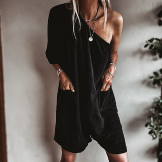 Black off shoulder beach playsuit *NEW*