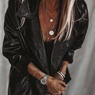 Oswega Black faux patent leather boyfriend blazer *NEW*