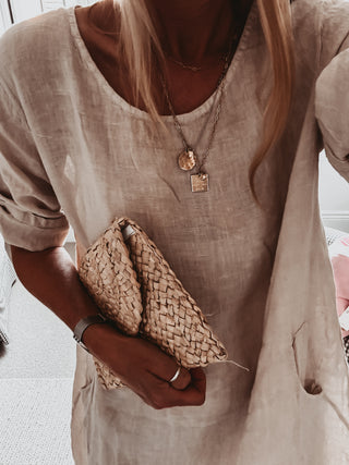 Lillie linen relaxed beige dress *NEW*