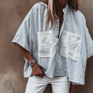 Tana linen blue & white blouse *NEW*