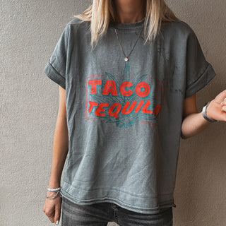 Taco charcoal vintage short sleeved sweatshirt  *NEW*