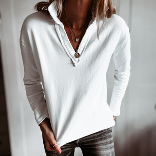 WHITE Whisper v neck collar sweatshirt *NEW*