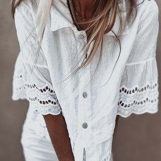 Lola White linen shirt with cotton lace *NEW*