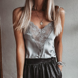 Silver grey lace plunge camisole  *new*