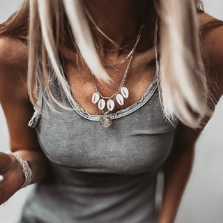Cowrie shells & bead necklace