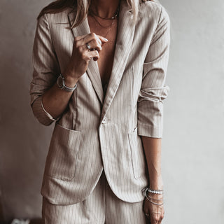 Pin stripe desert beige suit *NEW*