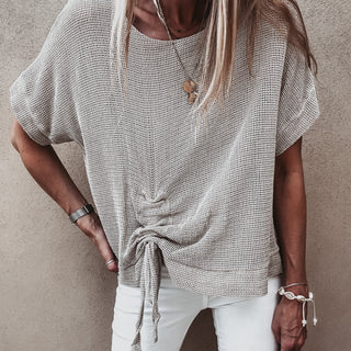 Lilly TAUPE blouse with rouche tie *NEW*