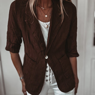 BROWN linen blouse blazer *NEW*