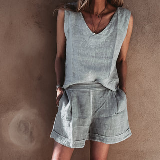 Pale blue Simona linen shorts *NEW*