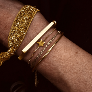 Gold glitter tie bracelets