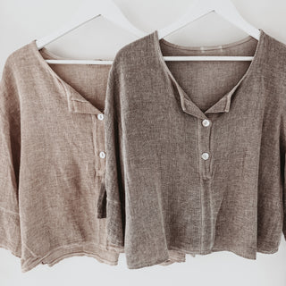 Loli TAUPE linen blouse *NEW*