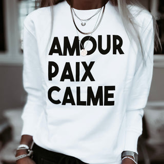 AMOUR PAIX CALME WHITE sweatshirt *NEW*