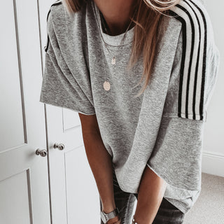 Grey short sleeved sweatshirt with stripes *NEW*