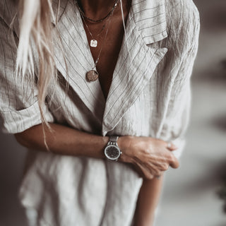Pinstripe SAND linen blouse blazer *NEW*